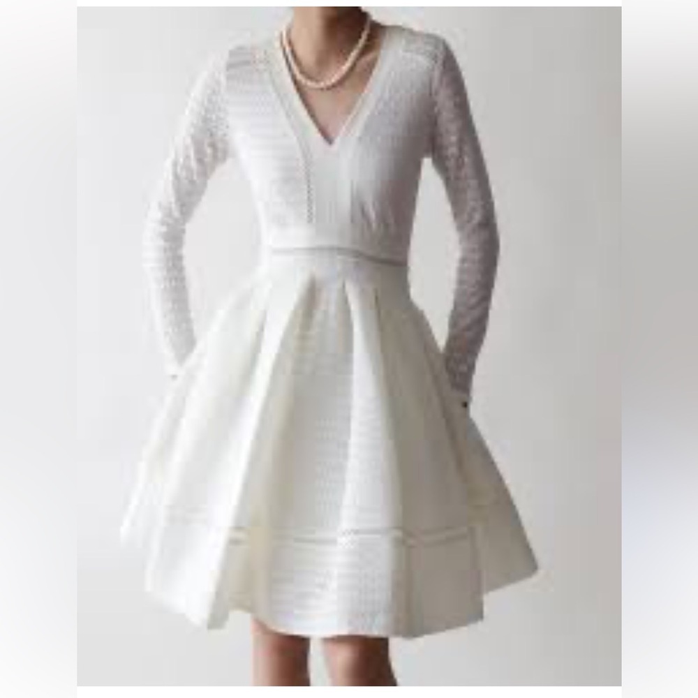MAJE Rossignol white Fit-and-Flare Mini Dress size 1 or Small - Picture 2 of 16